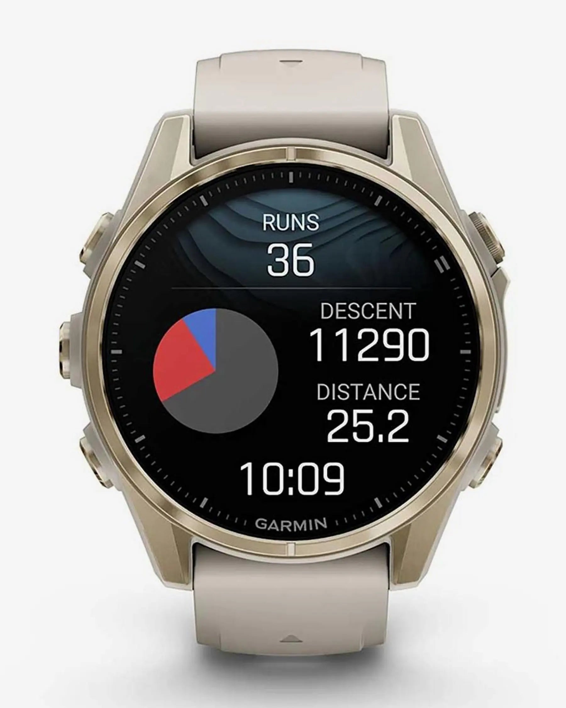 Garmin Fenix 8 AMOLED Zafiro 43 mm dorado correa beige